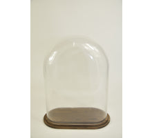 Pokal oval XL Klarglas 30x16x40cm braunes Holztablett