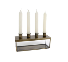 Kerzenständer Vitrine ''Iris'' Klarglas/Gold 22,5x7,5x7,5cm (ohne Kerzen)