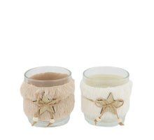 Teelichthalter Glas 7.3x7.3x8cm 2 Mix Creme/Braun