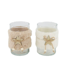 Teelichthalter Glas 8x8x12cm 2 Mix Creme/Braun