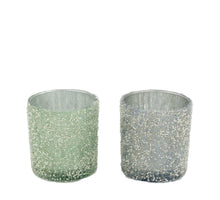 Teelichthalter Glas 7.3x7.3x8cm 2 Blau/Grün Mix