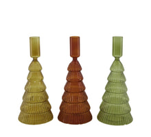 Tischkerzenhalter Baum Glas 8.5x8.5x21.5cm 3 Grüner Mix