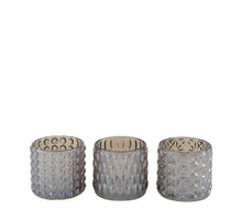 Teelichthalter Glas 7x7x6,8cm 3 Dunkelbraun Mix