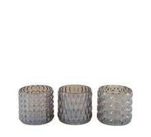 Teelichthalter Glas 9x9x9cm 3 Dunkelbraun Mix