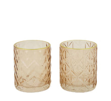 Teelichthalter Glas 8.5x8.5x10cm 2 Hellbraun Mix