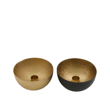 Tischkerzenhalter Metall 12x12x6cm 2 Schwarz/Gold gemischt