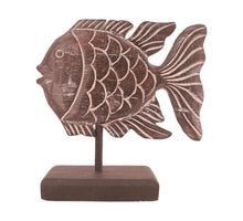 Statue Fisch Albasia Holz 28x9x28cm Dunkelbraun