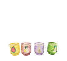 Teelichthalter Glas mit Aufhänger 8x8x9.5cm 4 assorti mix