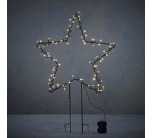 Gartenstab Stern d.grün warmweiß 100led mit Batteriebox und Zeitschaltuhr - h79xd55cm