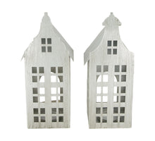 Teelichthalter Haus Metall 12x9x28cm Gemischtes Silber