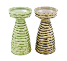 Kerzenhalter Keramik 12x12x23cm Grün gemischt