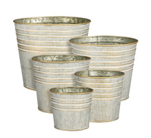 Ricardi Topf rund Metall l.grau Satz von 5 - h16,5xd19cm