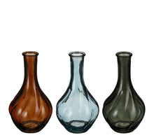 Vase aus Glas, dunkelgrün, braun, blau, 3er-Set - H17 x D9 cm
