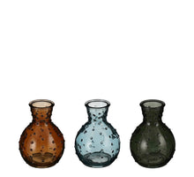 Glasvase, dunkelgrün, braun, blau, 3er-Set - H10 x D7 cm