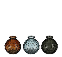Vase aus Glas, dunkelgrün, braun, blau, 3er Set - H8 x D8,5 cm