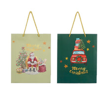 Weihnachtstüte hellgrün/dunkelgrün, 2er-Set - L26 x B10 x H32 cm