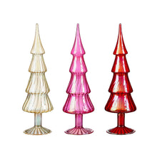 Dekobaum aus Glas, rot, rosa, gold, 3er-Set - H35 x D9 cm