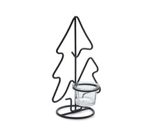 Metall-Weihnachtsbaum-Kerzenhalter 23cm schwarz + Glas