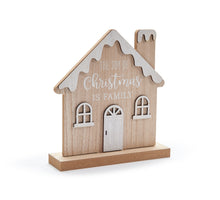 Schneebedecktes Holzhaus 20x22cm
