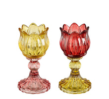 Teelichthalter Tulpe rosa lila 2er Set - H15 x D8 cm