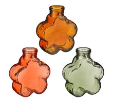 Vase aus Glas, grün, braun, orange, 3er-Set - L9 x B3,5 x H10 cm