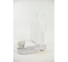 Tragetasche Weiß Kraft 18 + 8x22 cm zu 50 Stück gedrehtes Handgriff