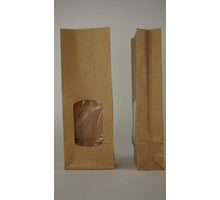 100 Papiertüten 10 + 5,5 x 29 cm 400 ml mit Fenster