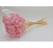 Packung mit 25 Herzen barock rosa Flock 7x7cm auf 50cm Stick