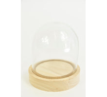 Glasglocke mit Holzboden Ø10 Höhe 15 cm