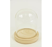 Glockenglas mit Holzfuß Ø12 Höhe 13 cm