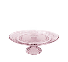 Glas-Kuchenplatte mit Fuß Ø23xH8cm rosa