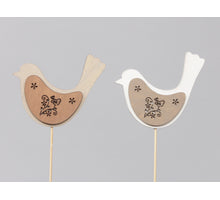 8 Holzvögel / Stock natürlich 9x8cm