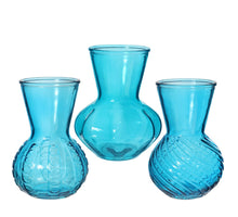 Vase Kristallglas 3er-Set Ø13 H.18 cm ozeanblau