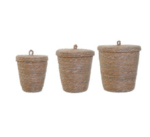 S/3 Korb Wasserhyazinthe m/Deckel S20-M24-L28cm Natur