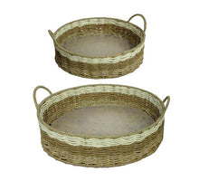 S/2 Tablett Tivives Ø29/36 H9cm Natur/Weiß