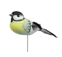 w/b. 6 Vögel/Clip gelb 8,5x3cm