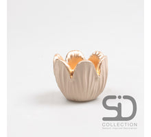 Tulpen-Wachskerzenhalter aus Zement, 8,5 x 6,5 cm, Kamelbraun