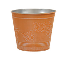 Metallkorb mit Schmetterlingen orange Ø 14x12 cm