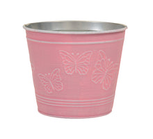 Metallkorb mit Schmetterlingen rosa Ø 14x12 cm