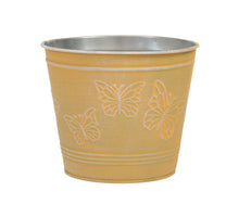 Metallkorb mit Schmetterlingen gelb Ø 14x12 cm