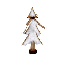 Baum Stehend Fell Holz 12x5x27cm Weiß