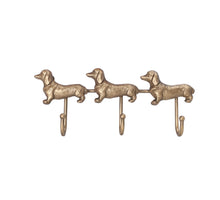 Haken Dackel Hund 29x5x12cm Antikgold