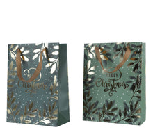 Geschenktüte Papier mit Griff 2tlg. grün/gold 30x12x42cm