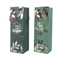 Geschenktüte Papier mit Griff 2tlg. grün/gold 12x10x36cm