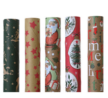 Rolle Geschenkpapier, 5 verschiedene Weihnachtsmotive, 200 x 70 cm