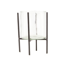 Kerzenhalter Metall mit Glas Ø11x15cm Schwarz