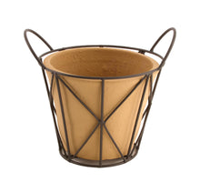 Pflanzgefäß mit Metallständer, Terrakotta, 19x19x20cm, Sand