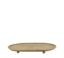 Tablett aus Metall, 57x35,5x4cm, goldfarben, weiß gewaschen.