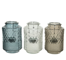 Teelichthalter Glasrelief 3 Farben sortiert Ø 9,50 H 14,50cm