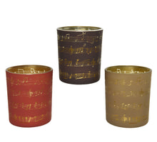 Teelichthalter Glas matt Laser Musiknoten D7 H8,3cm 3 Farben sortiert